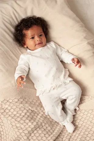 Feetje Babykleding Broek Crinkle Delicate Flower Offwhite
