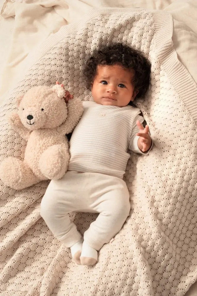 Feetje Babykleding Longsleeve Rib Streep Honey Bear Zand