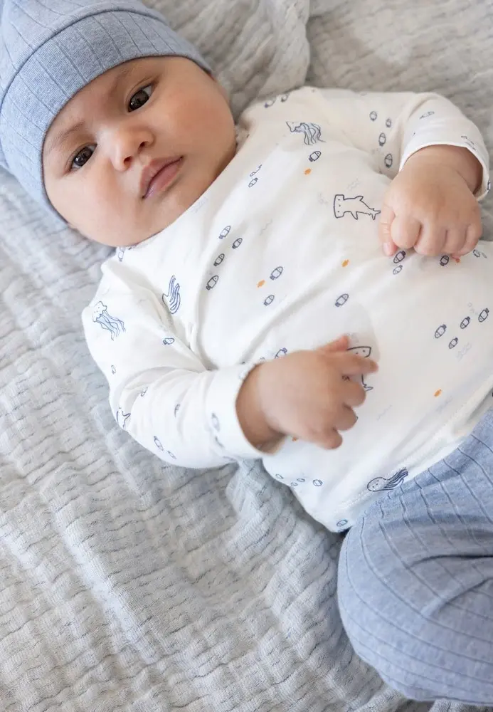 Feetje Babykleding Mutsje Rib Blue Ocean Blauw melange