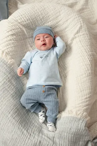 Feetje Babykleding Mutsje Rib Blue Ocean Blauw melange