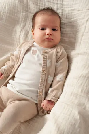 Feetje Babykleding Vestje Gebreid The Knits Zand Melange