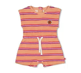 Feetje Babykleding Playsuit Badstof Streep Love Peace Aloha Perzik
