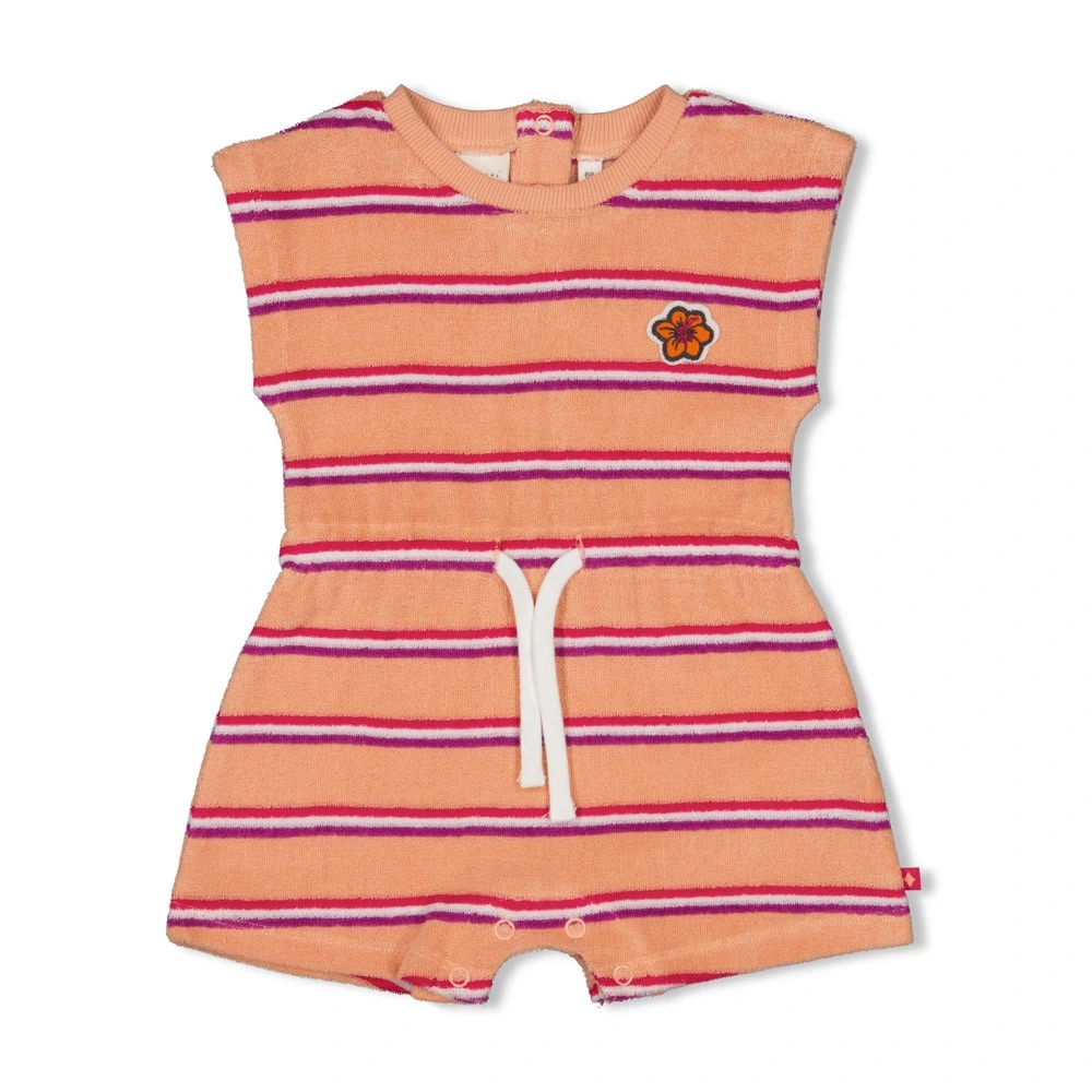 Playsuit Badstof Streep Love Peace Aloha Perzik afbeelding