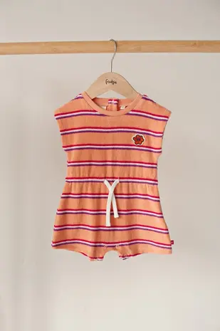 Feetje Babykleding Playsuit Badstof Streep Love Peace Aloha Perzik
