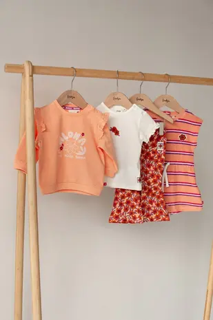 Feetje Babykleding Playsuit Badstof Streep Love Peace Aloha Perzik