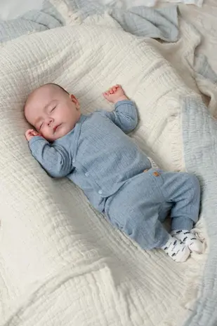 Feetje Babykleding Overslagshirt Rib Blue Ocean Blauw melange