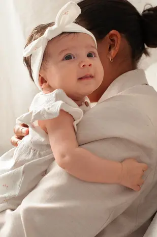 Feetje Babykleding Jurk Crinkle Delicate Flower Offwhite