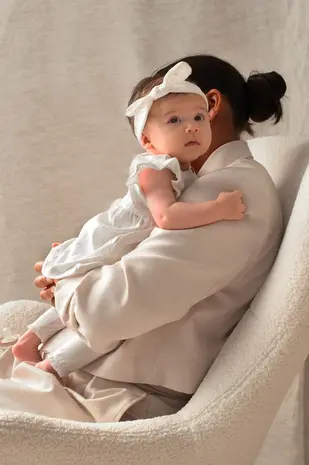 Feetje Babykleding Jurk Crinkle Delicate Flower Offwhite