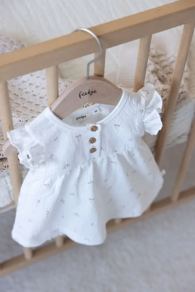 Feetje Babykleding Jurk Crinkle Delicate Flower Offwhite