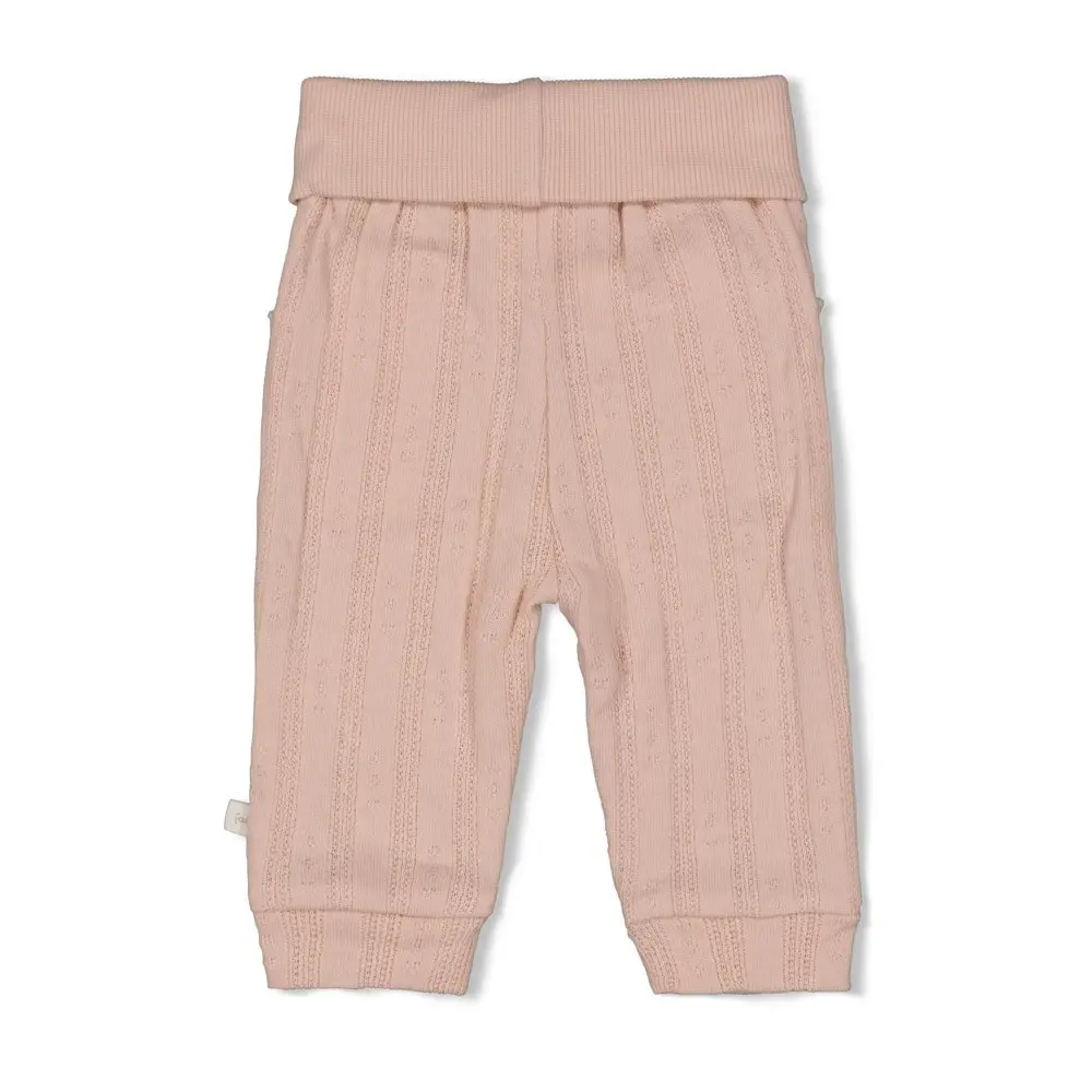 Feetje Babykleding Broek Pointelle Rib Delicate Flower Lichtroze