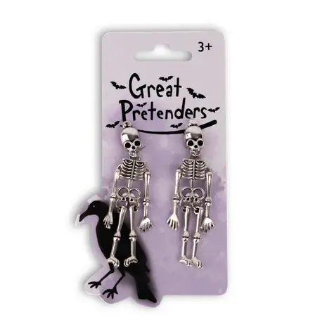 Great Pretenders Clip on Oorbellen Spooky Scary Skeleton