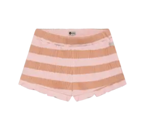 Daily7 Shorts Ruffle Fancy Stripe Silver Pink