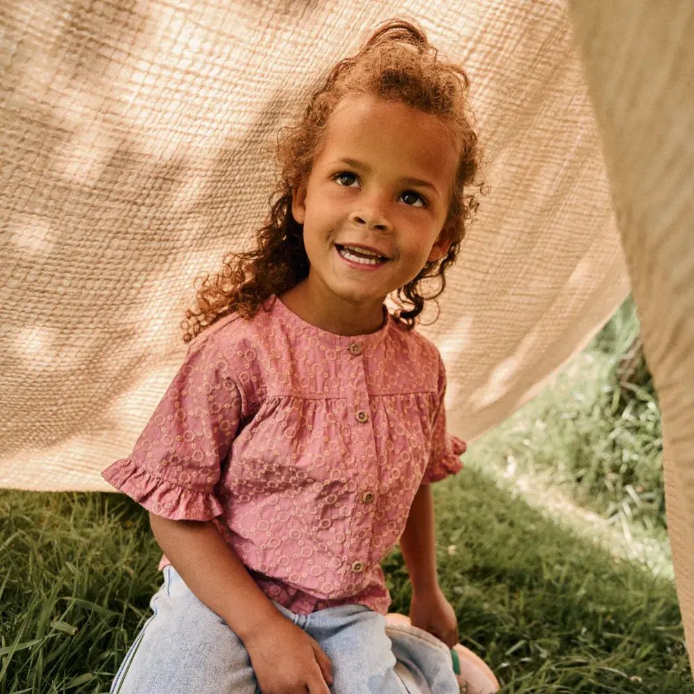 Daily7 Shirt Ruffle Broderie Heather Rose