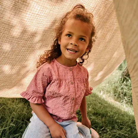 Daily7 Shirt Ruffle Broderie Heather Rose