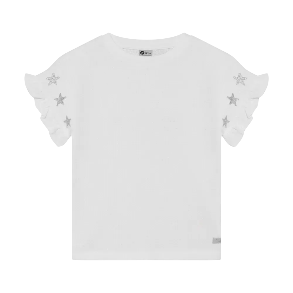 Daily7 Shirt Embroidery Sleeve Egret