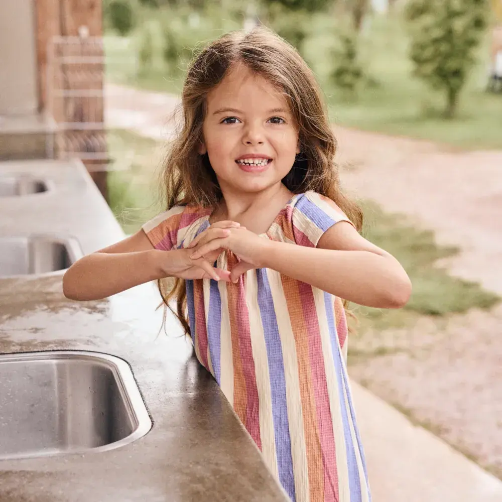 Daily7 Dress Striped Heather Rose