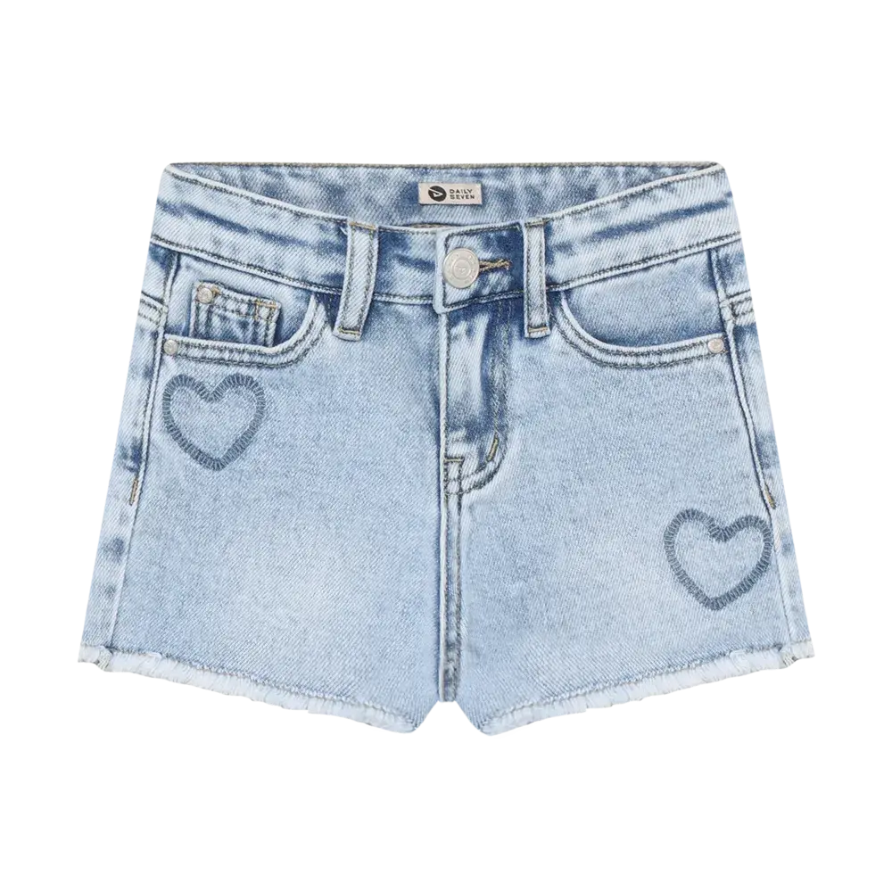 Daily7 Jeans Shorts Heart Blue Denim