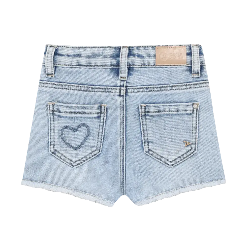 Daily7 Jeans Shorts Heart Blue Denim