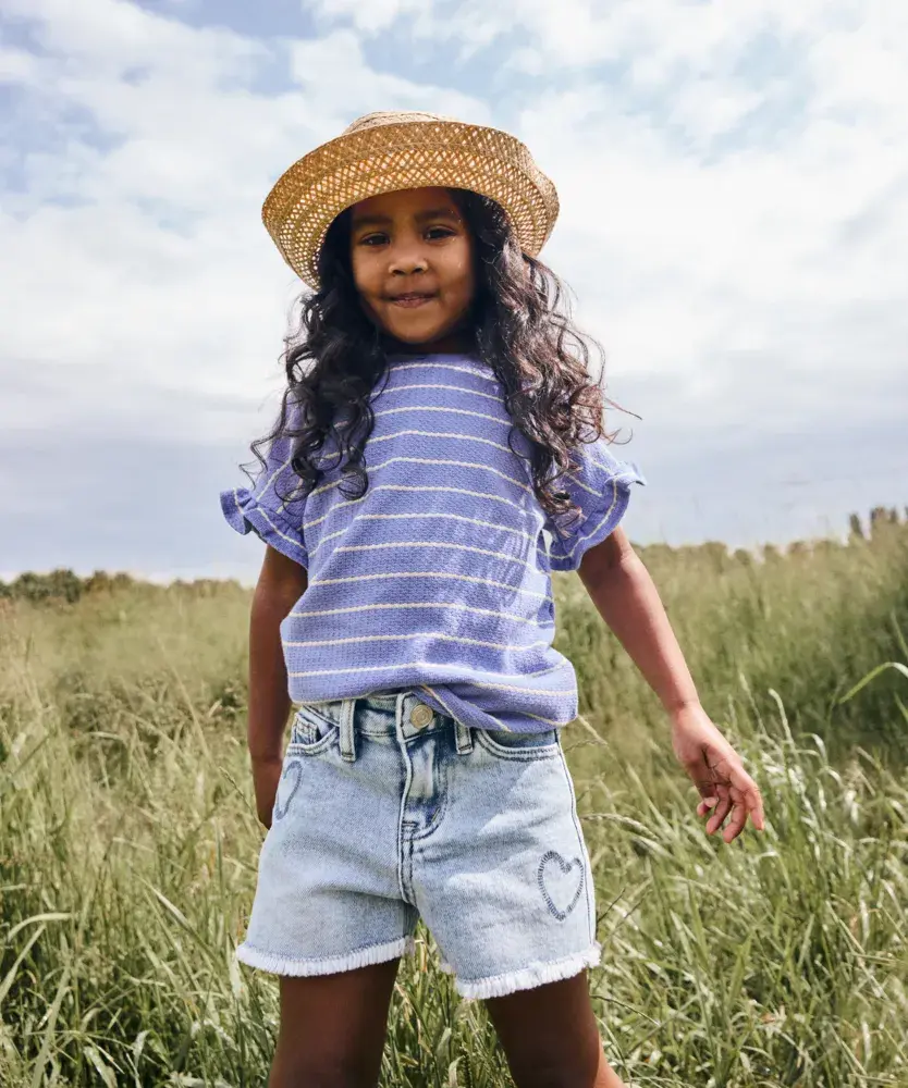 Daily7 Jeans Shorts Heart Blue Denim