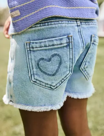 Daily7 Jeans Shorts Heart Blue Denim