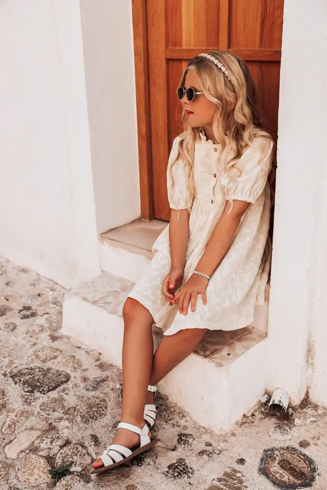 The littlecuties Jurk Vayana Flowers Ecru