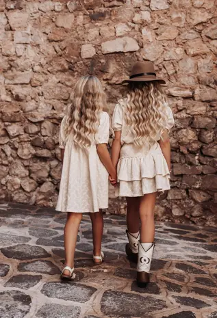 The littlecuties Jurk Vayana Flowers Ecru