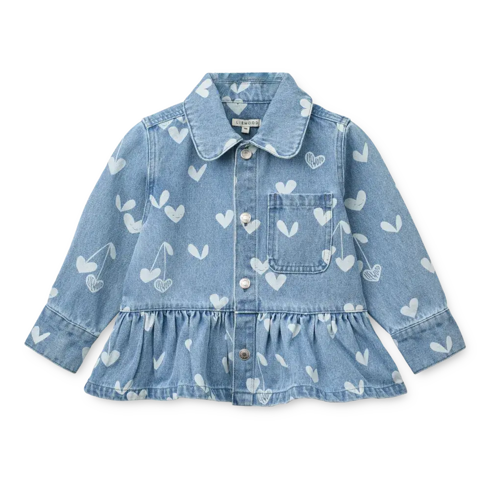 Liewood Kenza Denim Overshirt Sweethearts Light Blue Denim