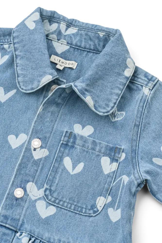 Liewood Kenza Denim Overshirt Sweethearts Light Blue Denim
