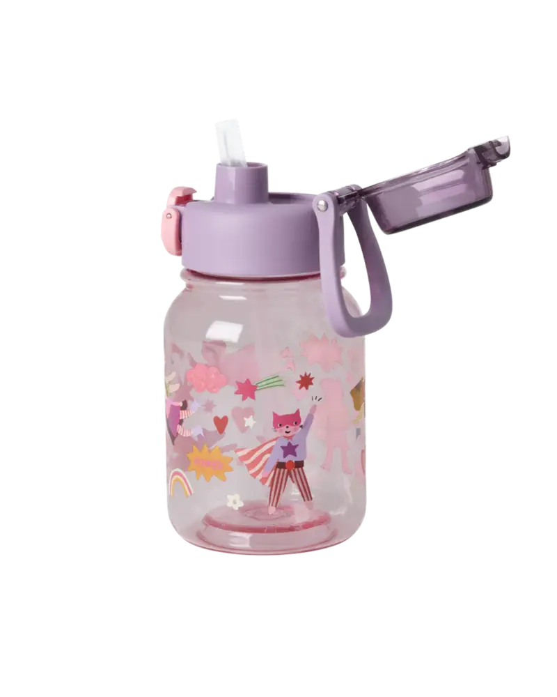 Rice Groot Tritan Drinkfles - Roze - Hero Print