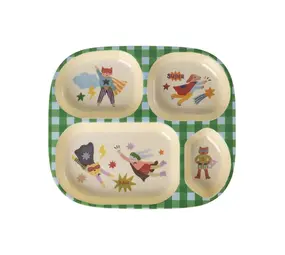 Rice Kinderbord met 4 Compartimenten - Groen - Hero Print