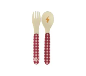 Rice Baby lepel en vork - Roze - Hero Print