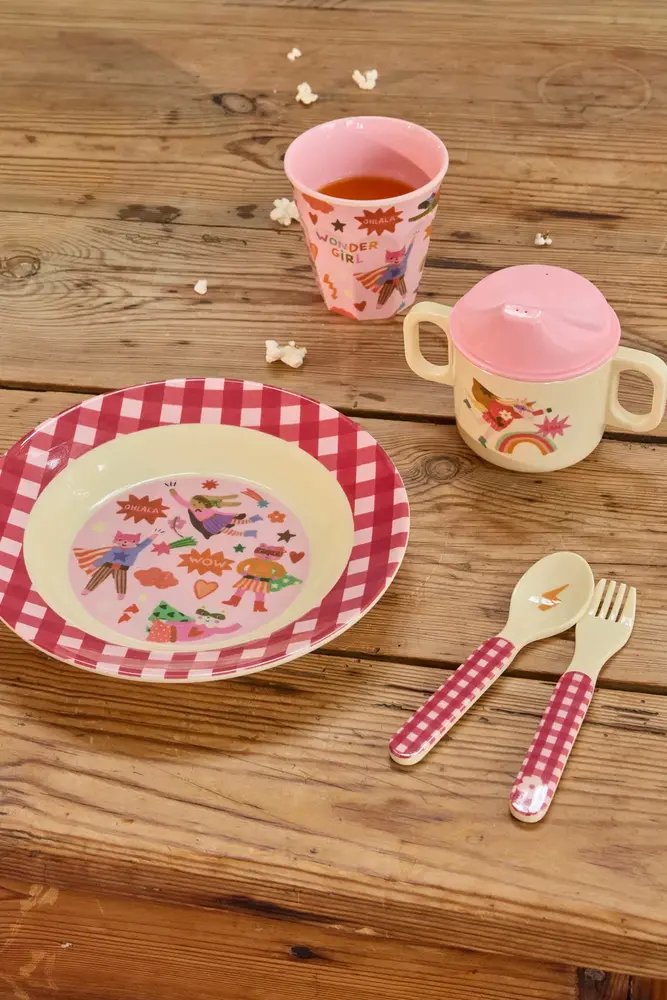 Rice Melamine Lepel en Vork - Hero Roze Rice Melamine Lepel en Vork - Hero Roze