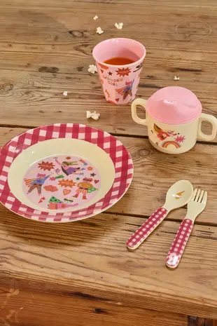 Rice Melamine Lepel en Vork - Hero Roze Rice Melamine Lepel en Vork - Hero Roze
