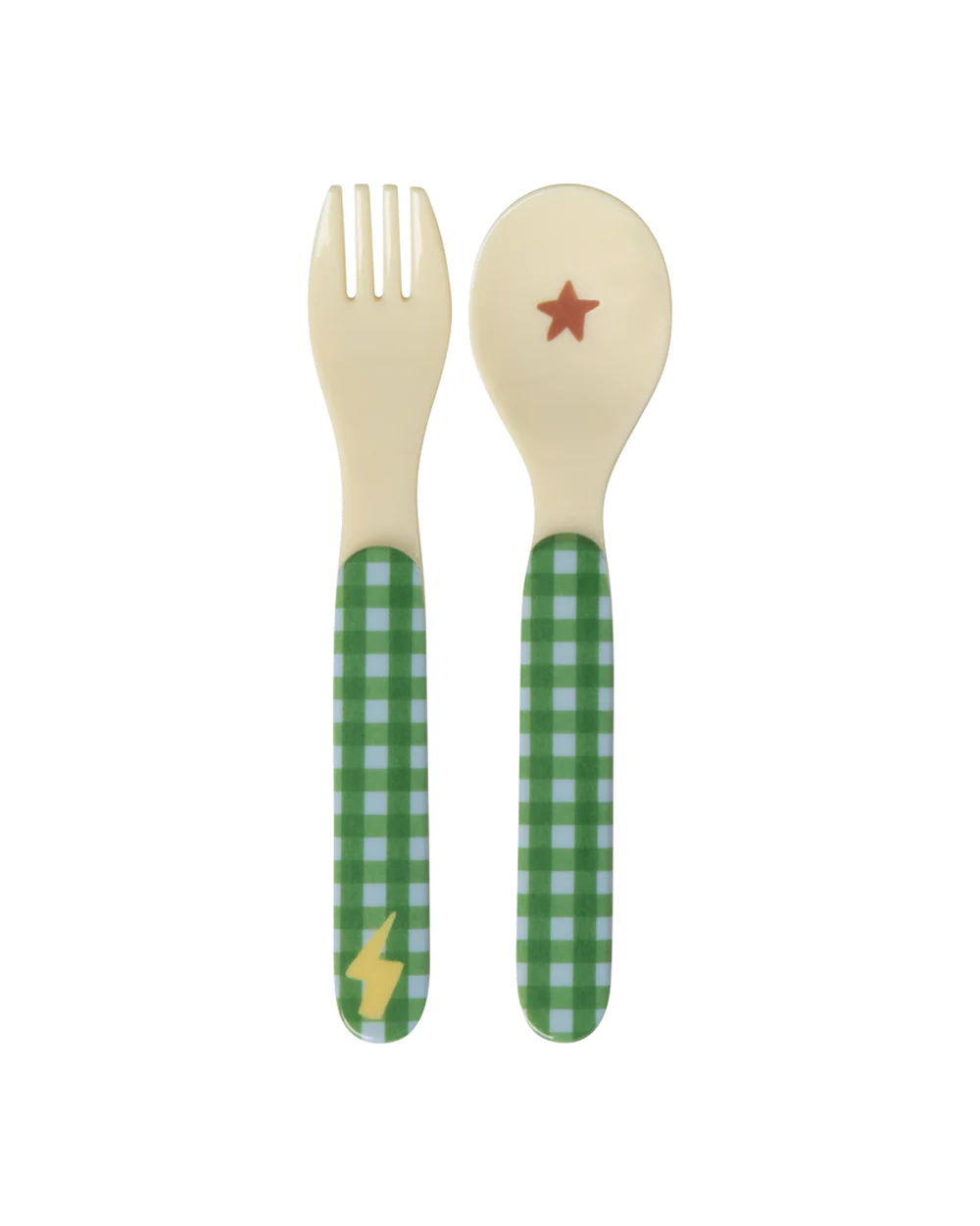 Baby lepel en vork - Groen - Hero Print afbeelding