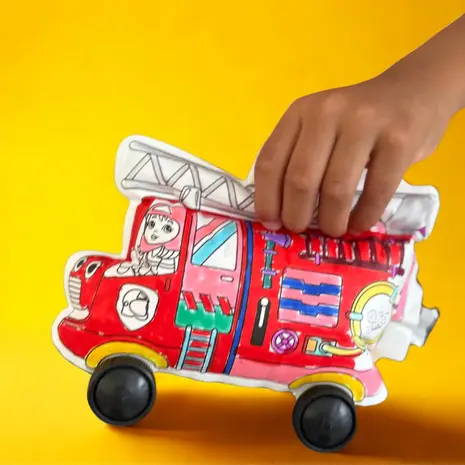 Ara Creative Opblaasbare Kleurplaat Brandweer & Politie LED + Wielen