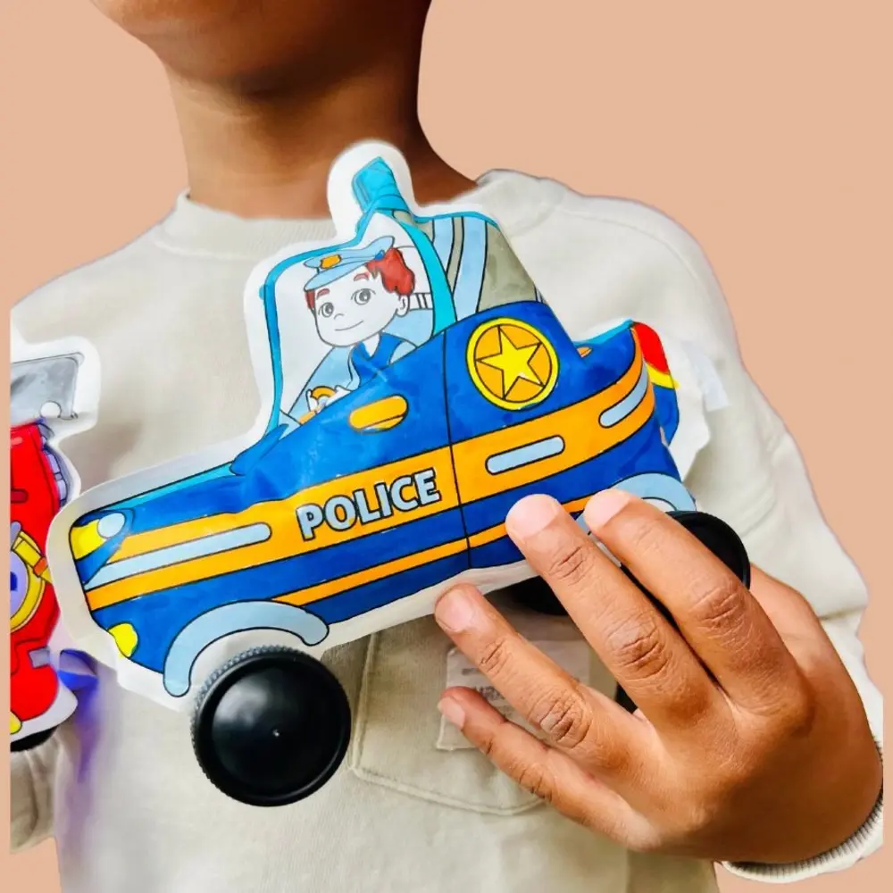 Ara Creative Opblaasbare Kleurplaat Brandweer & Politie LED + Wielen