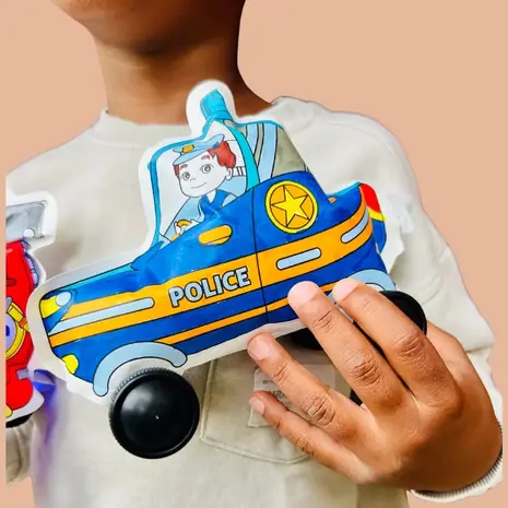 Ara Creative Opblaasbare Kleurplaat Brandweer & Politie LED + Wielen