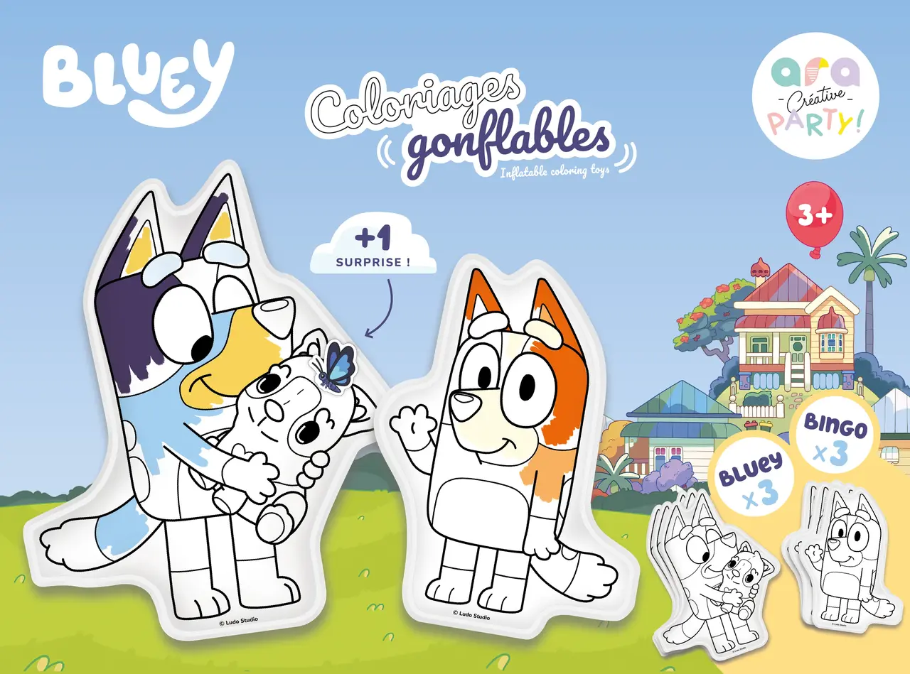 Ara Creative Opblaasbare Kleurplaat Bluey Party Pack