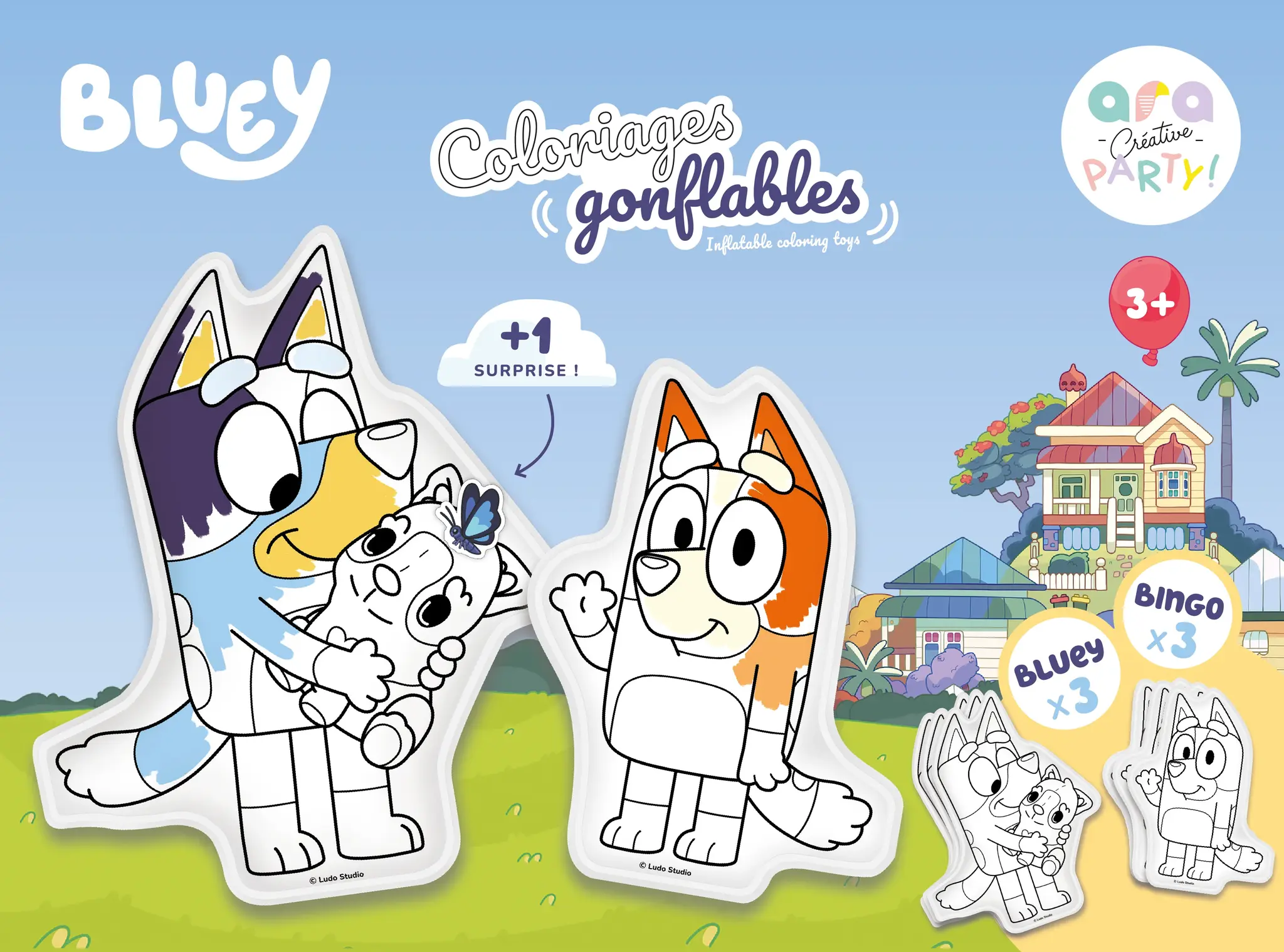 Opblaasbare Kleurplaat Bluey Party Pack afbeelding