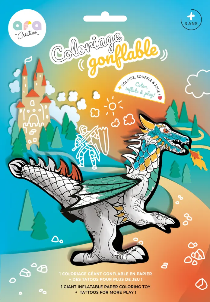 Ara Creative Opblaasbare Kleurplaat Giga Draak + Tattoos