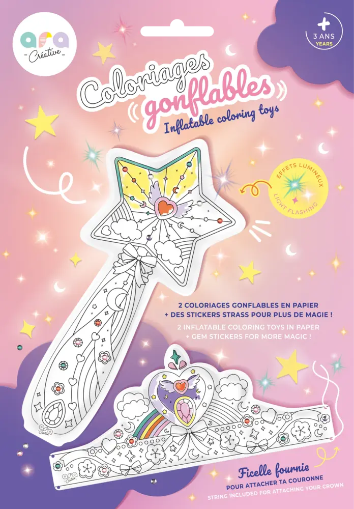 Ara Creative Opblaasbare Kleurplaat Toverstaf & Kroon LED