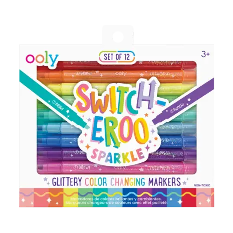 OOLY Switch-Eroo! Sparkle Glittery Color Changing Markers 12-pack