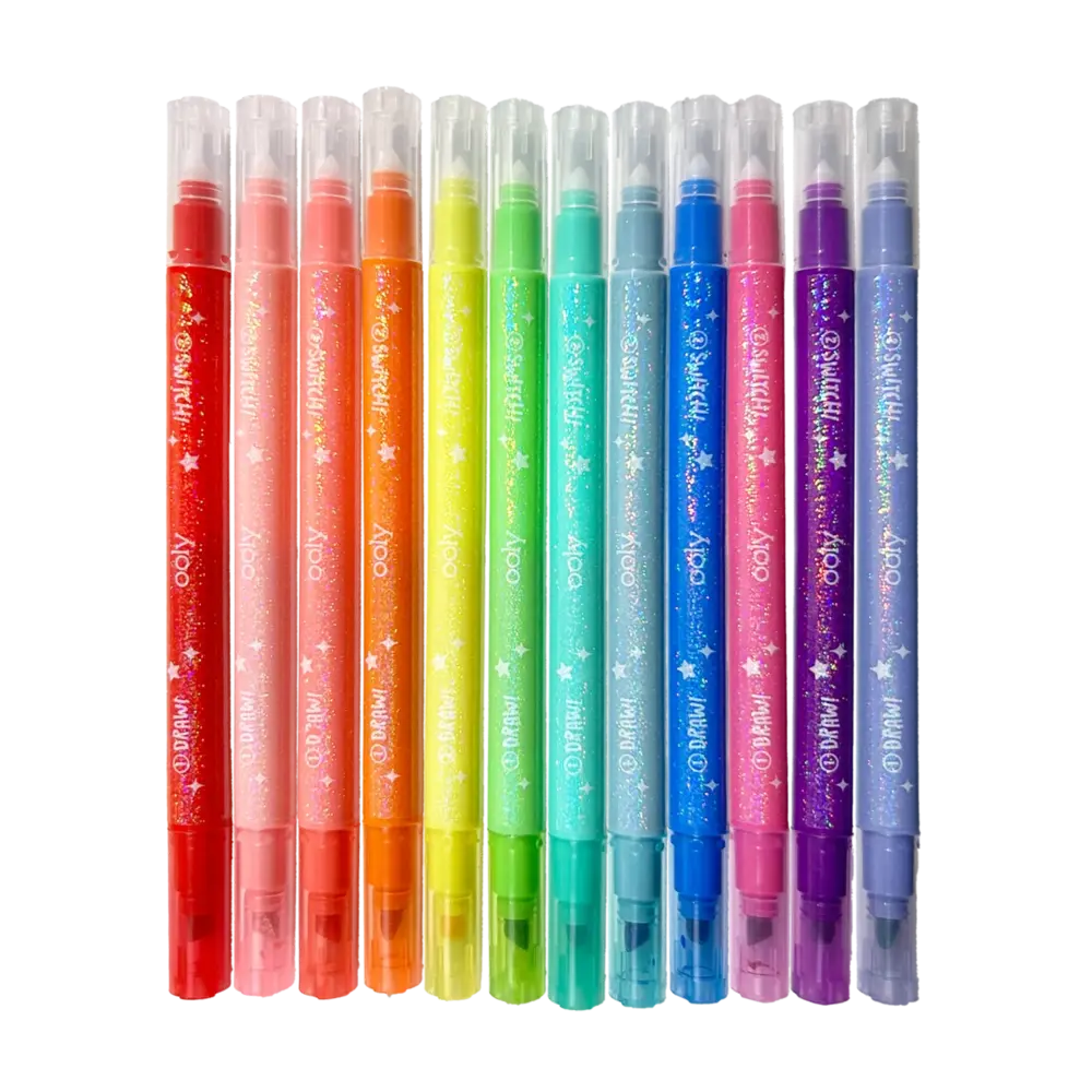 OOLY Switch-Eroo! Sparkle Glittery Color Changing Markers 12-pack