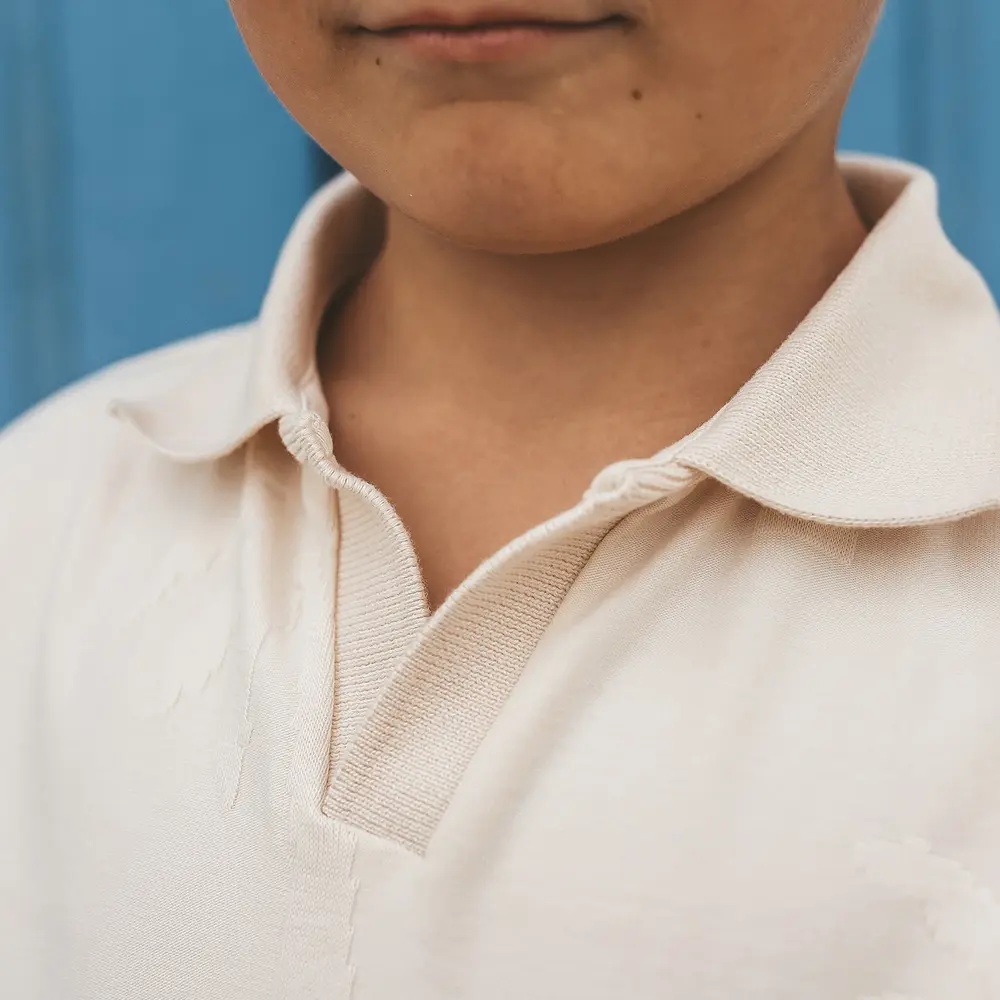 Your Wishes Casual Polo Stamped Palms White Swan