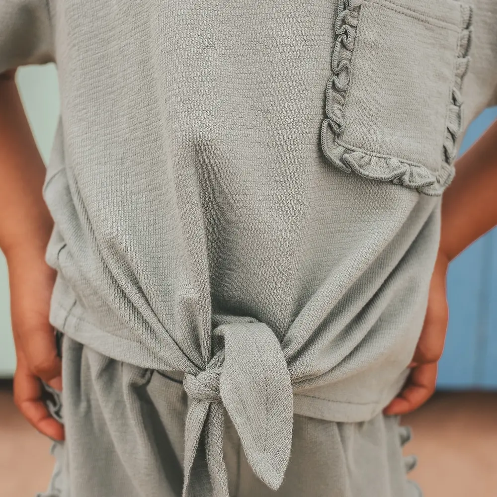 Your Wishes Shirt Front Tie Textured Jersey Ocean