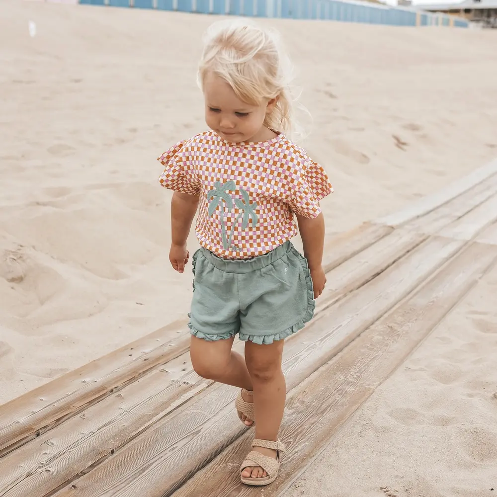 Your Wishes Shirt Ruffle Mini Check Multicolor