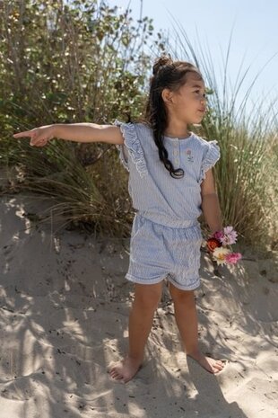 Little Dutch Tuinpak Denim Blue Stripe