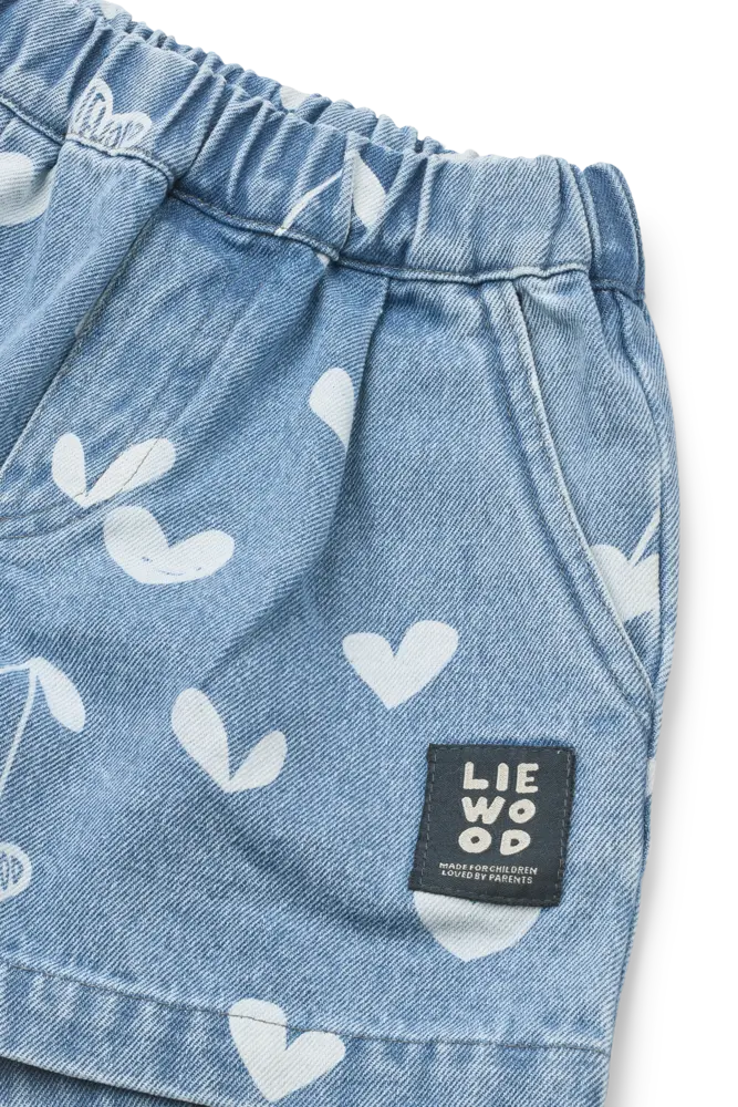 Liewood Short Borrisa Denim Sweethearts Light Blue Denim