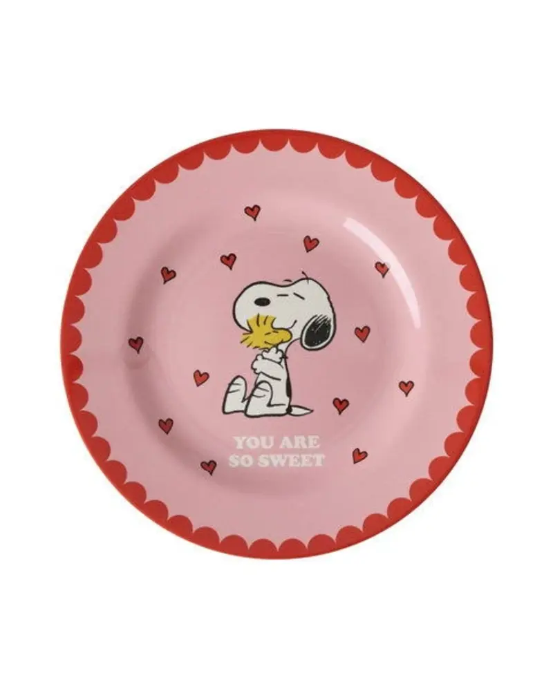 Rice Melamine Kinderbordje Pink Snoopy Print