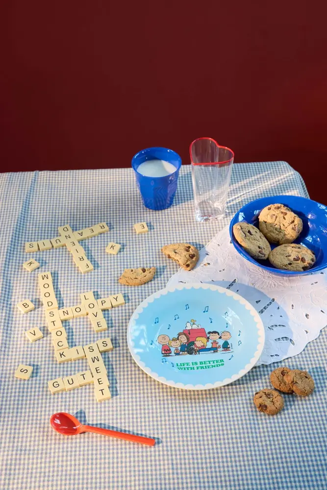 Rice Melamine Kinderbordje Soft Blue Snoopy Print